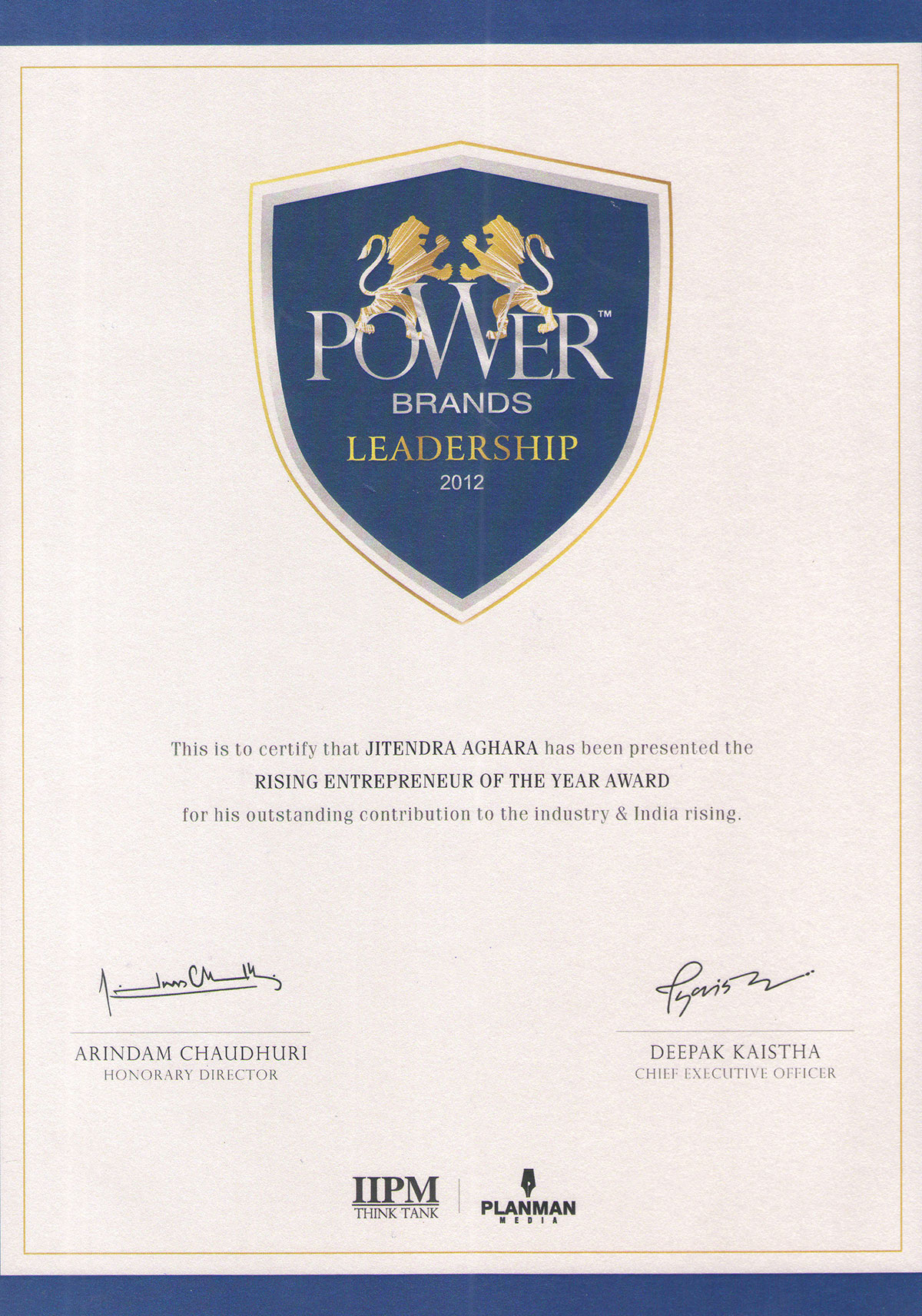 Certificate 2012