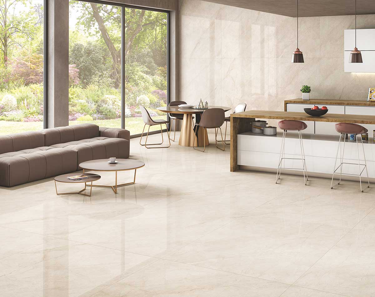 Buy Cream vitrified tiles for flooring by Simpolo